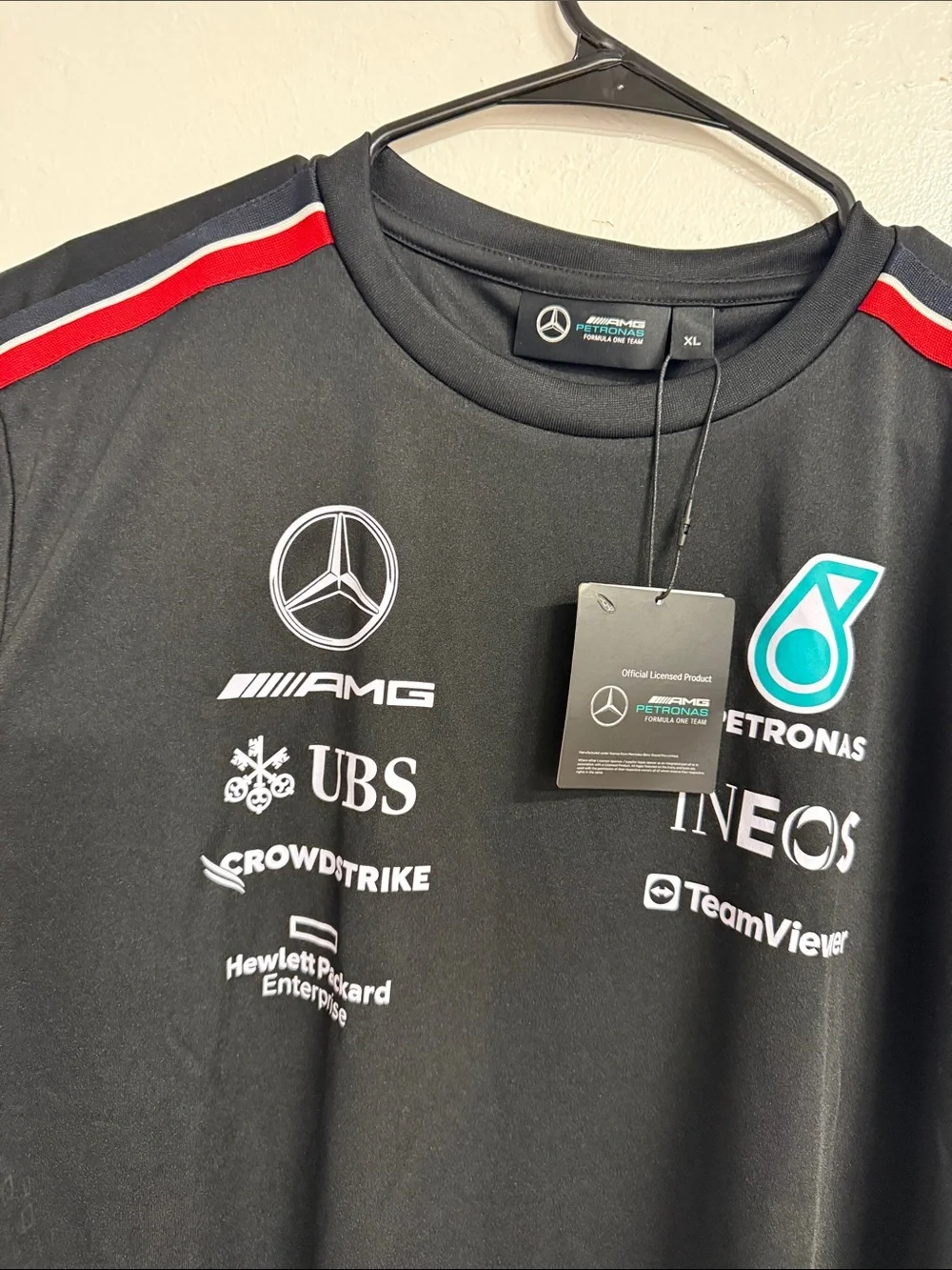 Mercedes AMG Petronas Black Team Shirt with Red & White Accents XL - Picture 2 of 4